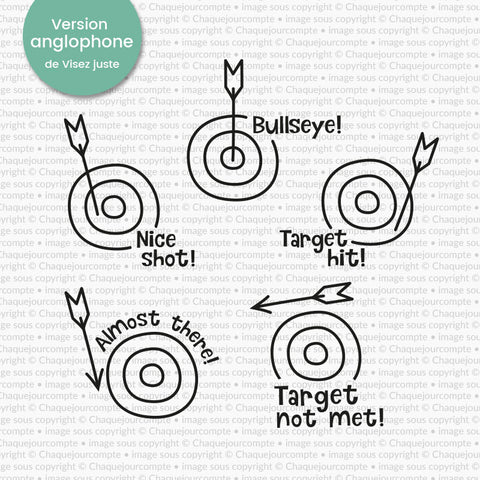 Target hit! - 5 Tampon(s) autoencreur(s) pour profs / Stamps for teachers